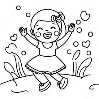 Radisna Divchinka Kvitka Shcho Tantsiuie Rozmalovka 104845-42572