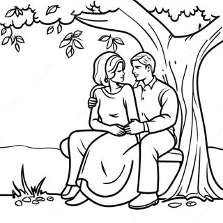 Romantichna Para Pid Derevom Rozmalovka 105488-43083