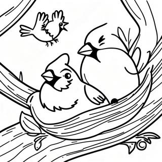 Rozmalovka Gnizduvannia Kardinaliv Na Derevi 118374 53466