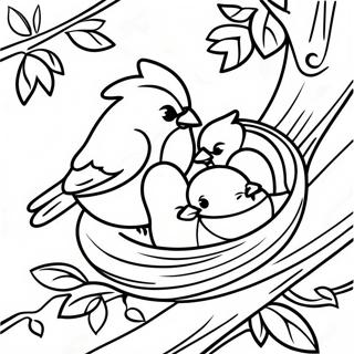 Rozmalovka Gnizduvannia Kardinaliv Na Derevi 118374 53467