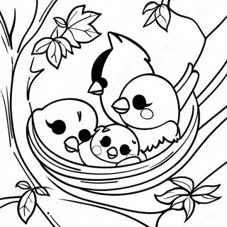 Rozmalovka Gnizduvannia Kardinaliv Na Derevi 118374 53468