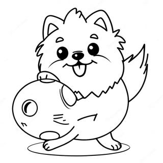 Shchaslivii Pomeranets Shcho Graie Z Miachem Rozmalovka 118576-53734