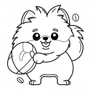 Shchaslivii Pomeranets Shcho Graie Z Miachem Rozmalovka 118576-53736