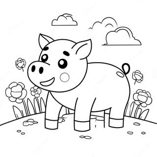 Shchasliva Svinka Minecraft Z Kvitami Rozmalovka 126833-60469