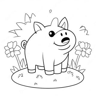 Shchasliva Svinka Minecraft Z Kvitami Rozmalovka 126833-60470