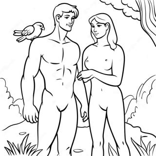 Rozmalovka Adama I Ievi Z Tvarinami 72288 16073