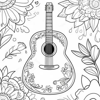 Rozmalovka Akustichnoyi Gitari Z Kvitami 74984-18175
