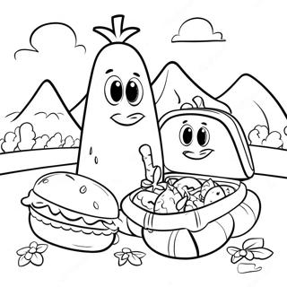 Пікнік Персонажів Veggietales Розмальовка Розмальовки