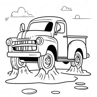 Malenkii Sinii Vantazhivka Shcho Yide Cherez Brudni Kaliuzhi Rozmalovka 84445 25533