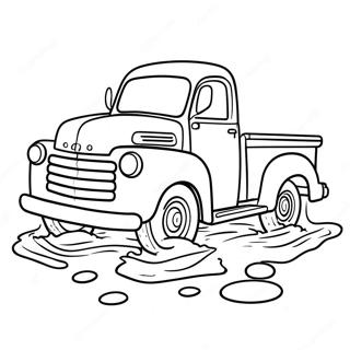 Malenkii Sinii Vantazhivka Shcho Yide Cherez Brudni Kaliuzhi Rozmalovka 84445 25534