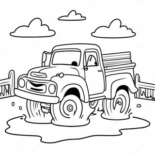 Malenkii Sinii Vantazhivka Shcho Yide Cherez Brudni Kaliuzhi Rozmalovka 84445 25535