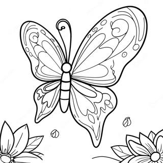 Rozmalovka Elegantnogo Metelika Z Kvitami V Poloti 91227 31132